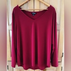 Roz & Ali Rich Maroon Long Sleeve Top